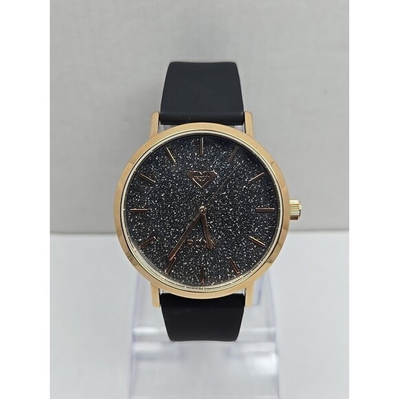 Roxy The Royal Womens Quartz Watch Black Glitter Dial Rose Gold Tone New Battery main image 9